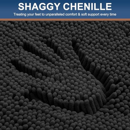 Smiry Bathroom Rugs 47X20, Luxury Chenille Extra Soft Absorbent Bath Mat