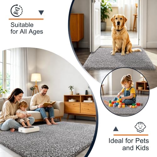 OLANLY Microfiber Bathroom Rugs 70x46, Quick Dry Mat, Dark Brown and White