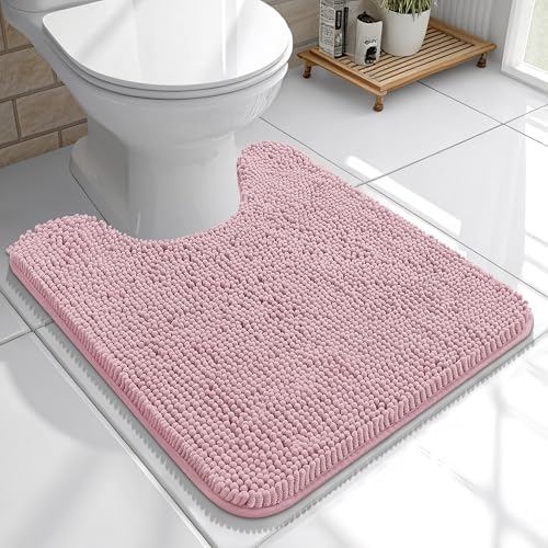OLANLY Toilet Rugs U-Shaped 20x20, Soft Absorbent Chenille Contour Rugs