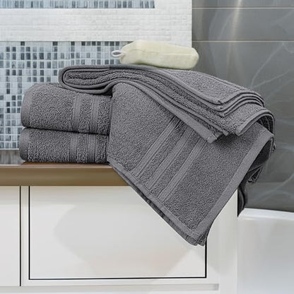Tens Towels 4 Piece Bath Towels 27x54 Inches, Dark Grey
