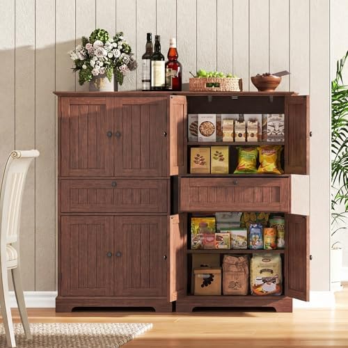 ChooChoo 51" H Bathroom Floor Cabinet with Drawer and Adjustable Shelves