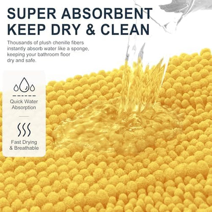 Smiry Thick Chenille Bathroom Runner Rugs 59x20, Absorbent Bath Mat, Yellow