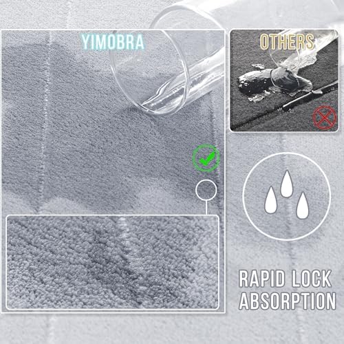 Yimobra Memory Foam Toilet Bath Mat U-Shaped, Commode Contour Rug, Soft and Comfortable, Super Water Absorbent, Non-Slip, Thick, Machine Wash Bathroom Commode Contour Rug, 24 X 20 Inches, Silver