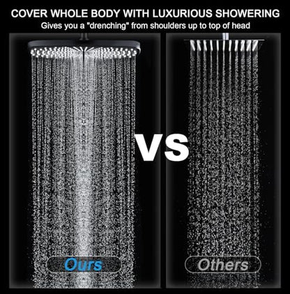 Rain Shower Head with Handheld Showerhead, Black 1.75GPM 460311