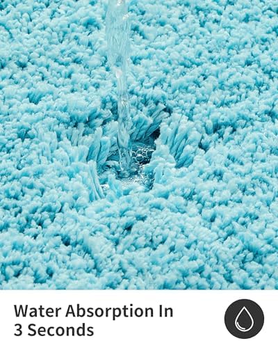ILANGO Teal Bathroom Rugs 70" × 24" Non Slip & Super Absorbent Thick Soft, Washable Bath Carpet Runner for Floor, Microfiber Plush Shaggy Bath Mats with Rubber for Bedroom Bathtub Shower Room