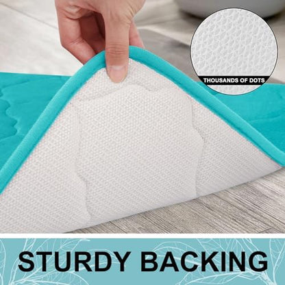 OLANLY Memory Foam Bath Mat Rug 70x24, Ultra Soft Bathroom Rugs, Teal