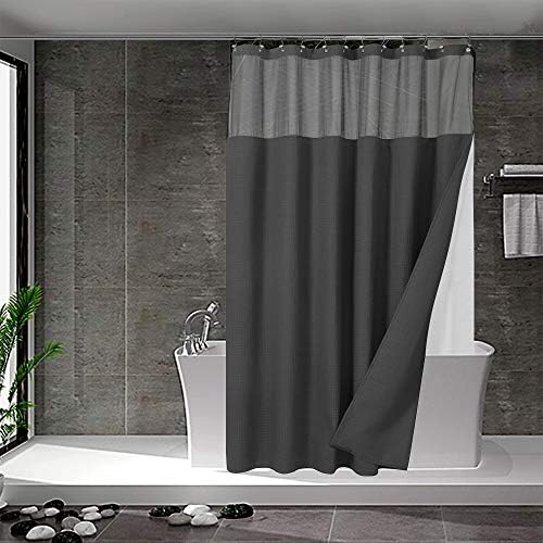 N&Y HOME Extra Long Waffle Shower Curtain with Snap Liner 71x84, Graphite