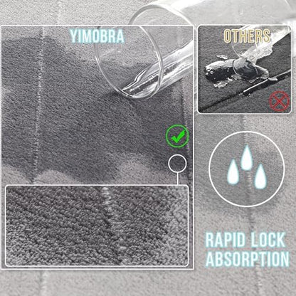 Yimobra U-Shaped Toilet Bath Mat Set 2 Piece - Super Soft Absorbent Quick Dry Memory Foam Bathroom Rugs, Machine Washable Non Slip Floor Carpet for Tub Shower & Single Sink (17x24 & 24x20, Gray)