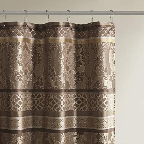 Madison Park Bellagio Taupe Shower Curtain, Transitional Shower Curtains for Bathroom, 72 X 72, Beige (Pack of 4)