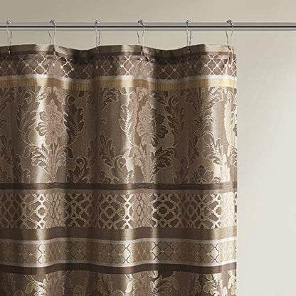 Madison Park Bellagio Taupe Shower Curtain, Transitional Shower Curtains for Bathroom, 72 X 72, Beige (Pack of 4)