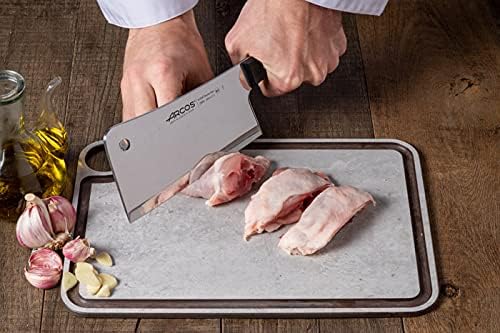 Arcos Cleaver Knife 7 Inch Nitrum Stainless Steel and 180 mm blade. Professional Knife for Boning. 545 gr. Ergonomic Polyoxymethylene POM Handle. Series Universal. Color Black