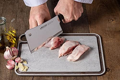 Arcos Cleaver Knife 7 Inch Nitrum Stainless Steel and 180 mm blade. Professional Knife for Boning. 545 gr. Ergonomic Polyoxymethylene POM Handle. Series Universal. Color Black
