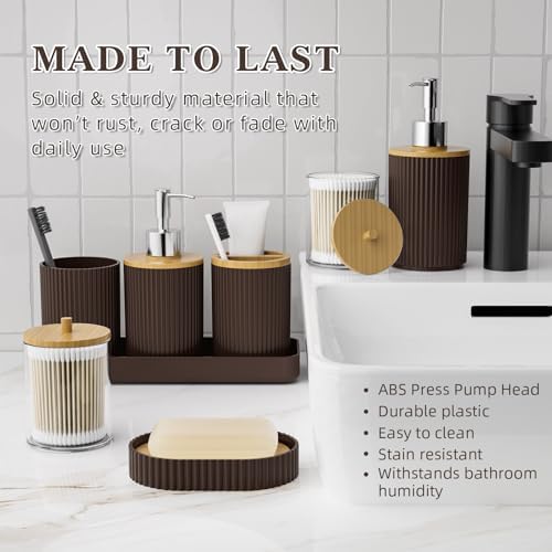 Bathroom Accessories Set 25 PCS, Brown Shower Curtains Set
