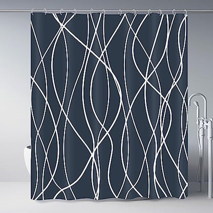Striped Shower Curtain for Bathroom, Aegean Blue, 72" W x 72" L