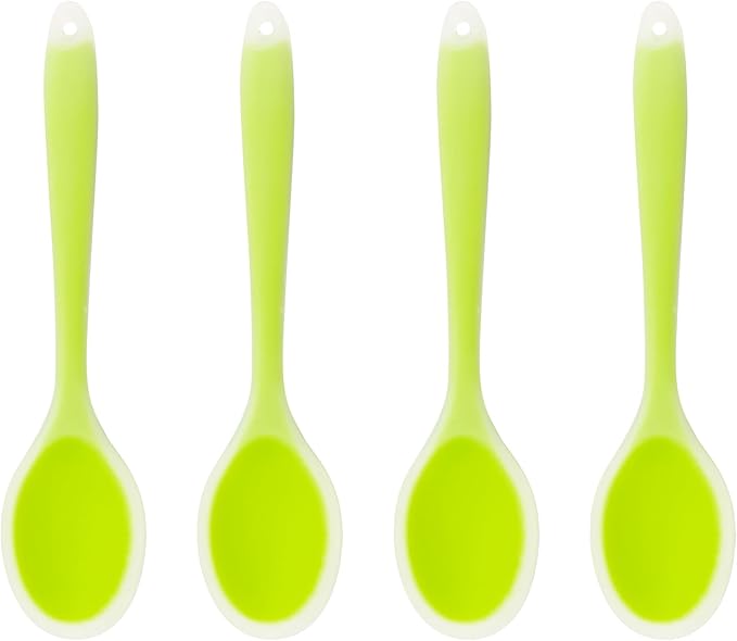 4Pcs Silicone Cooking Spoon, Heat-Resistant Nonstick Silicone Spoon for Stirring, Mixing, Cooking, Baking and Daily Use(Green)