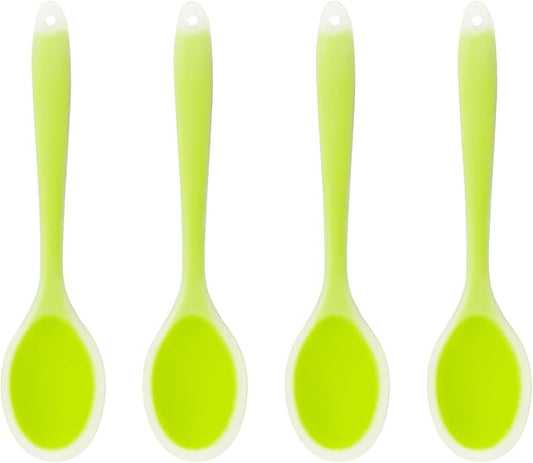 4Pcs Silicone Cooking Spoon, Heat-Resistant Nonstick Silicone Spoon for Stirring, Mixing, Cooking, Baking and Daily Use(Green)