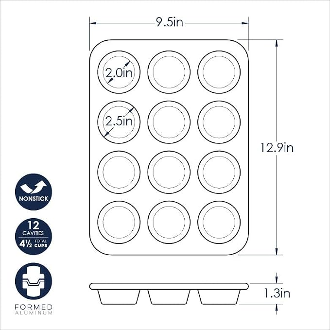 Nordic Ware Brilliant™ Colorful 4-Pc Baking Set, Nonstick made without PFAS or PTFE for safe cooking; Reinforced steel rim prevents warping; Half Sheet, 9x13 Inch Pan, 9-Inch Round Pan and Muffin Pan