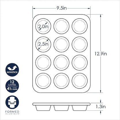 Nordic Ware Brilliant™ Colorful 4-Pc Baking Set, Nonstick made without PFAS or PTFE for safe cooking; Reinforced steel rim prevents warping; Half Sheet, 9x13 Inch Pan, 9-Inch Round Pan and Muffin Pan