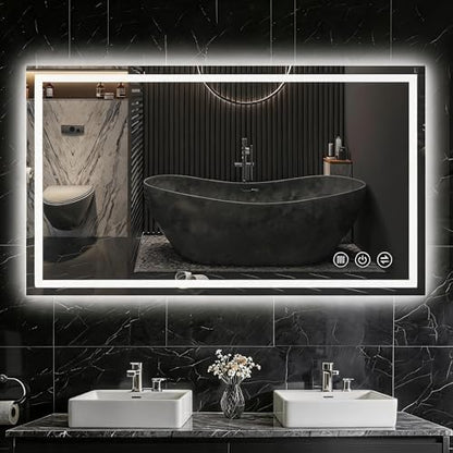 48"x 32" LED Bathroom Mirror with Lights, Backlit + Front Lit Vanity Mirror