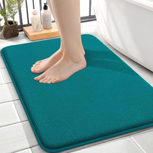 OLANLY Memory Foam Small Bathroom Rugs 24x16, Absorbent Bath Mat, Deep Lake