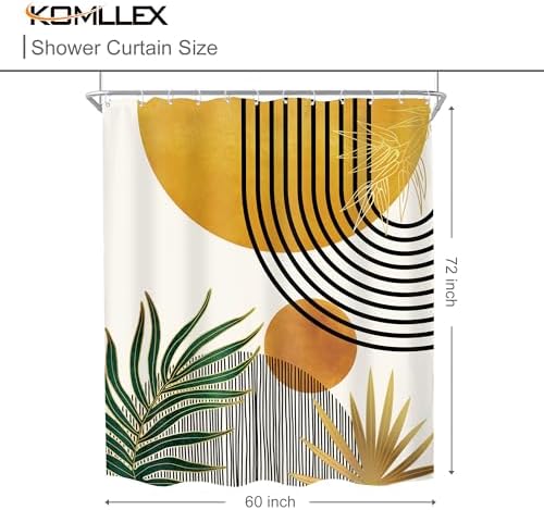 Mid Century Boho Abstract Modern Sun Minimalist Bathroom Shower Curtain Set