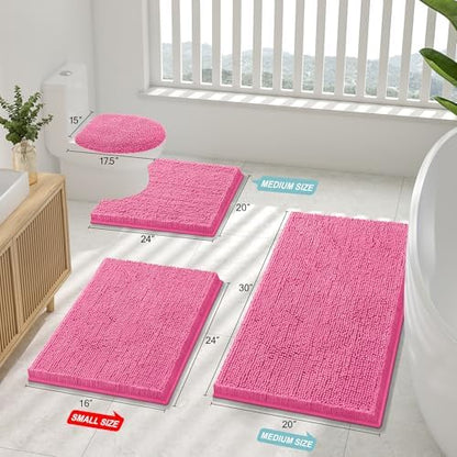 Smiry Bathroom Rugs 24X16, Luxury Chenille Extra Soft Absorbent Bath Mat