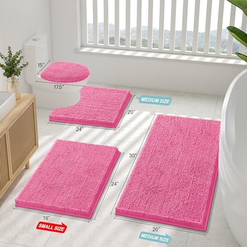 Smiry Bathroom Rugs 47X24, Luxury Chenille Extra Soft Absorbent Bath Mat