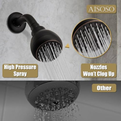 AISOSO Fixed Shower Head High Pressure 2PCS 3" Showerhead Oil Rubbed Bronze