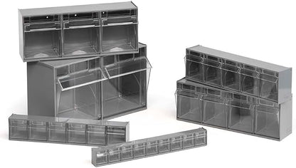 Storage Cabinet with 3 Tilt Out Bins | Horizontal Organizer for Closet, Kitchen, Garage, 23.6" W x 8.2" D x 9.4" H, Gray