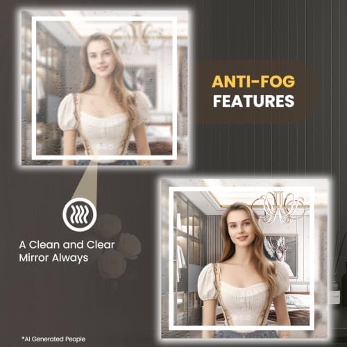 LOAAO 30"X30" LED Bathroom Mirror with Lights, UL Listed