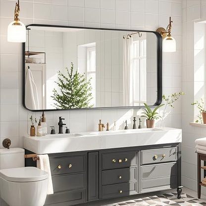 Black Bathroom Vanity Mirror Over Sink 20x40, Large Wall Rectangle Mirror