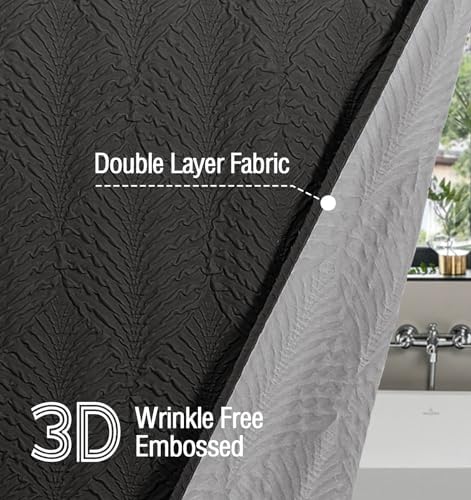Gibelle Ombre Black Shower Curtain for Bathroom, Farmhouse Bath Curtain 72x72