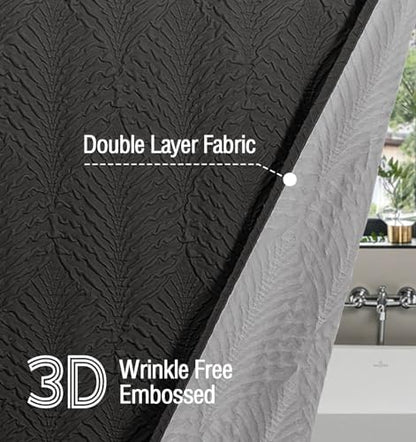 Gibelle Ombre Black Shower Curtain for Bathroom, Farmhouse Bath Curtain 72x72