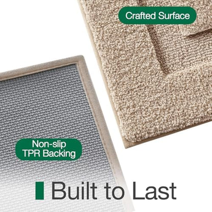 LUMI Large Bathroom Rugs Soft Absorbent, Non Slip Bath Mat 24x43, Beige