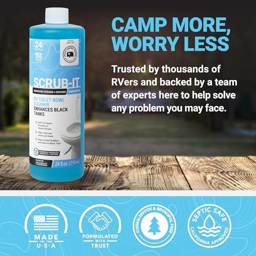 Unique Scrub-It Liquid RV Toilet Bowl Cleaner, Helps Lubricate Seals, 24 oz