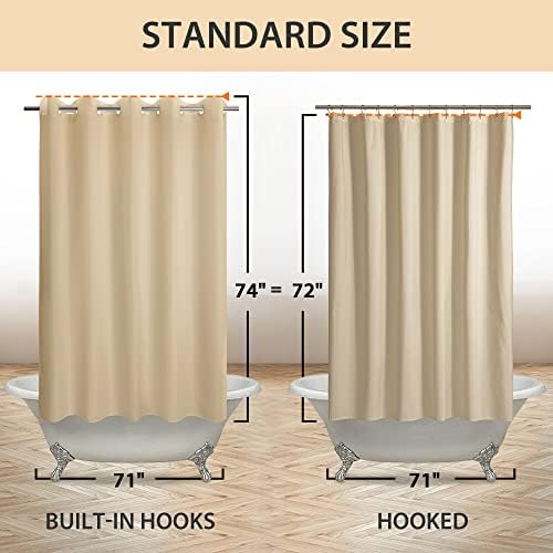 River Dream No Hook Hotel Cloth Shower Curtain Beige, Standard Size