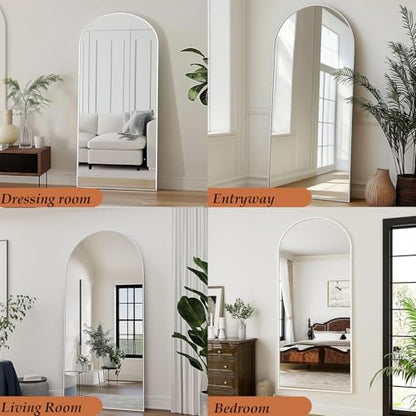 Dewfig Arched Full Length Mirror, 76"x34" Large Floor Mirror, White
