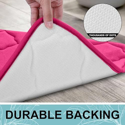 OLANLY Memory Foam Bath Mat Rug 47x24, Ultra Soft Bathroom Rugs, Deep Pink