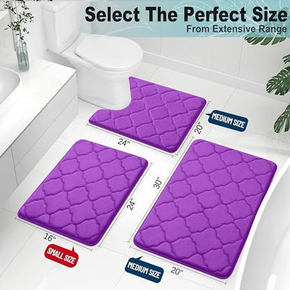 OLANLY Memory Foam Bath Mat Rug 24x16, Ultra Soft Bathroom Rugs, Purple