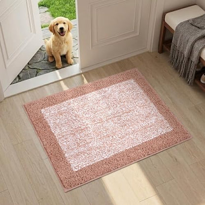 Bathroom Rugs 24x17 Non Slip Washable, Soft Absorbent Bath Mat Pink