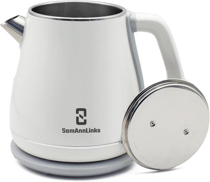 Electric Kettle - 1.8L Cordless Tea Pot, Stainless Steel Interior, Fast Boiling, Double Wall Insulation, Auto Shut-Off, White