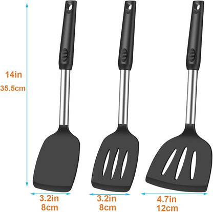 KLAQQED Spatula Set Silicone Heat Resistant for Nonstick Cookware Rubber Silicone Spatula Turner Fish, Large Nonstick Plastic Egg Wok Spatula for kitchen use Cooking Utensils Set