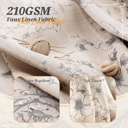 Vintage Floral Shower Curtain with 12 Clear Rings - 72" W x 72" L