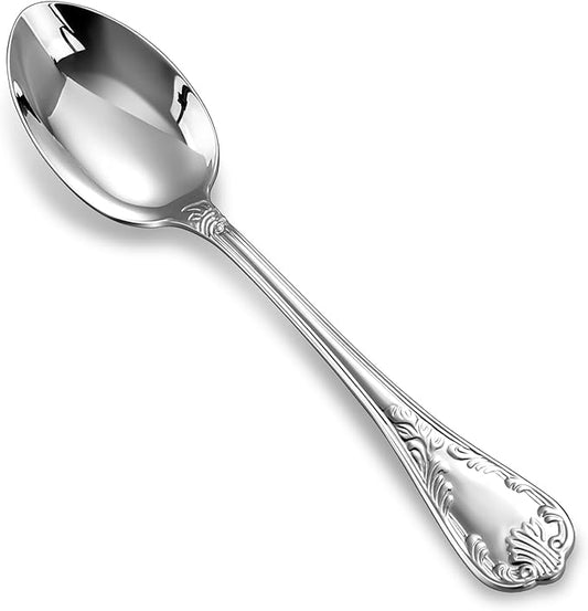 KEAWELL Premium Regalia 4-Piece Spoon Set 6.6-Inch – Ornate 18/10 Stainless Steel Silverware with European Luxury Handles, Dishwasher Safe for Elegant Dining (Silver, Teaspoons)