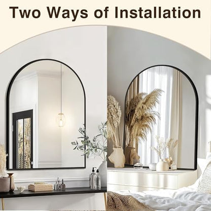 FICTOR 30" x 40" Arched Bathroom Vanity Mirror for Over Sink, Black