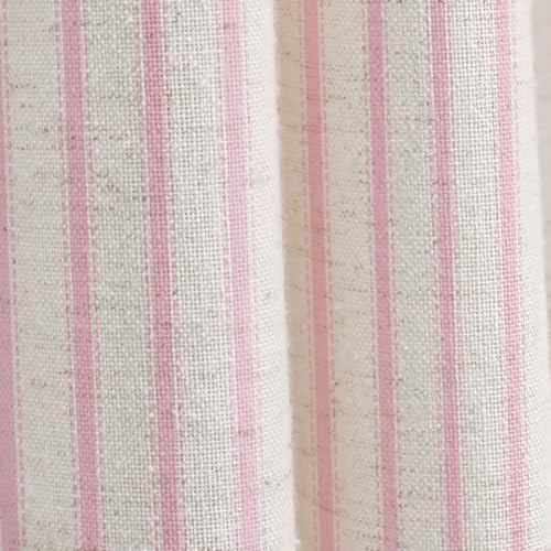 Farmhouse Striped Shower Curtain Pink Vintage Linen Curtain 72"W X 72"L