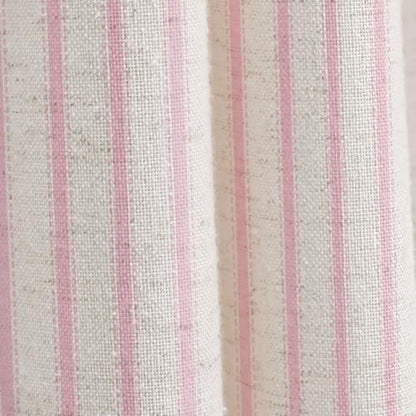 Farmhouse Striped Shower Curtain Pink Vintage Linen Curtain 72"W X 72"L