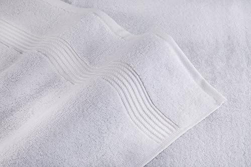 American Veteran Towel, 6 Piece Towel Set for Bathroom, 100% Cotton Turkish Bathroom Towels, 2 Bath Towels 2 Hand Towels 2 Washcloths, White