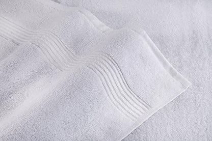 American Veteran Towel, 6 Piece Towel Set for Bathroom, 100% Cotton Turkish Bathroom Towels, 2 Bath Towels 2 Hand Towels 2 Washcloths, White
