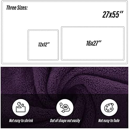 MOONQUEEN Ultra Soft Microfiber Coral Velvet Towel Set - Quick Drying - 2 Bath Towels, 2 Hand Towels, 2 Washcloths - Plum, 6 Pcs